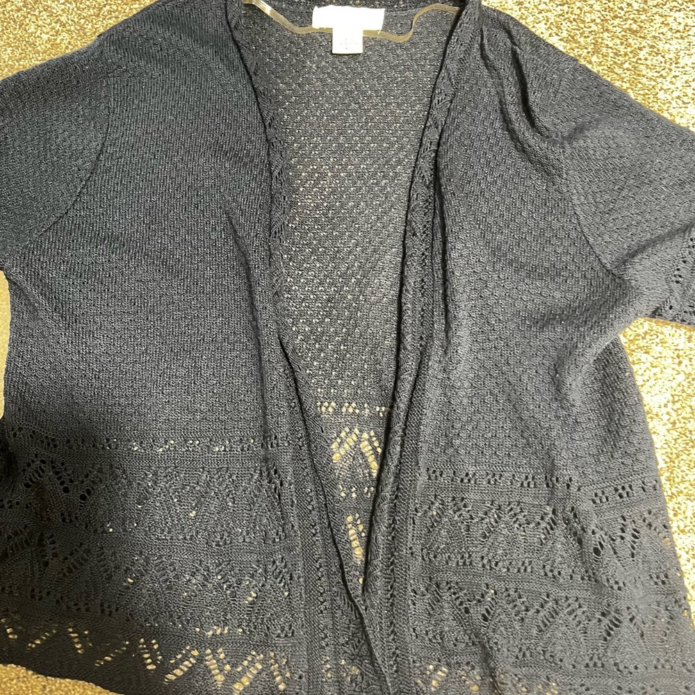 Elegant dark blueOpen-Front Sweater